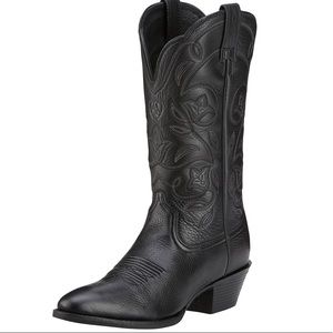 Vintage original leather cowboy boots black size 8